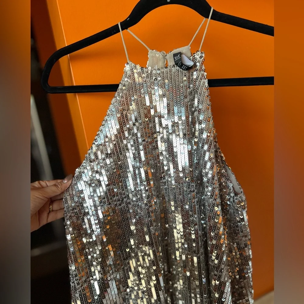 ZARA Trf Collection Sequin Silver Halter Top Size XS - Picture 4 of 7